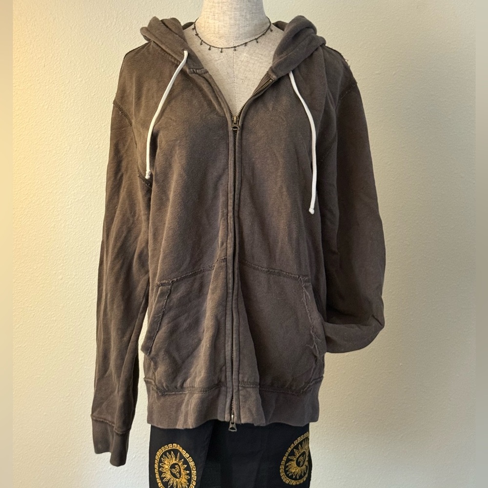J. Crew Dark Brown Hoodie with Light Drawstrings